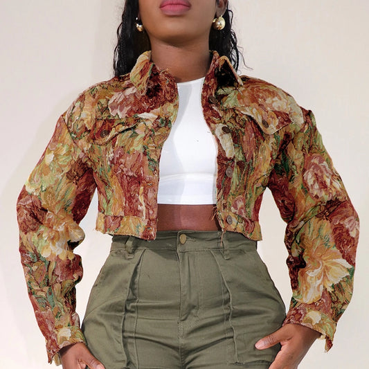 Women's Streetwear Flower Single Breasted Coat