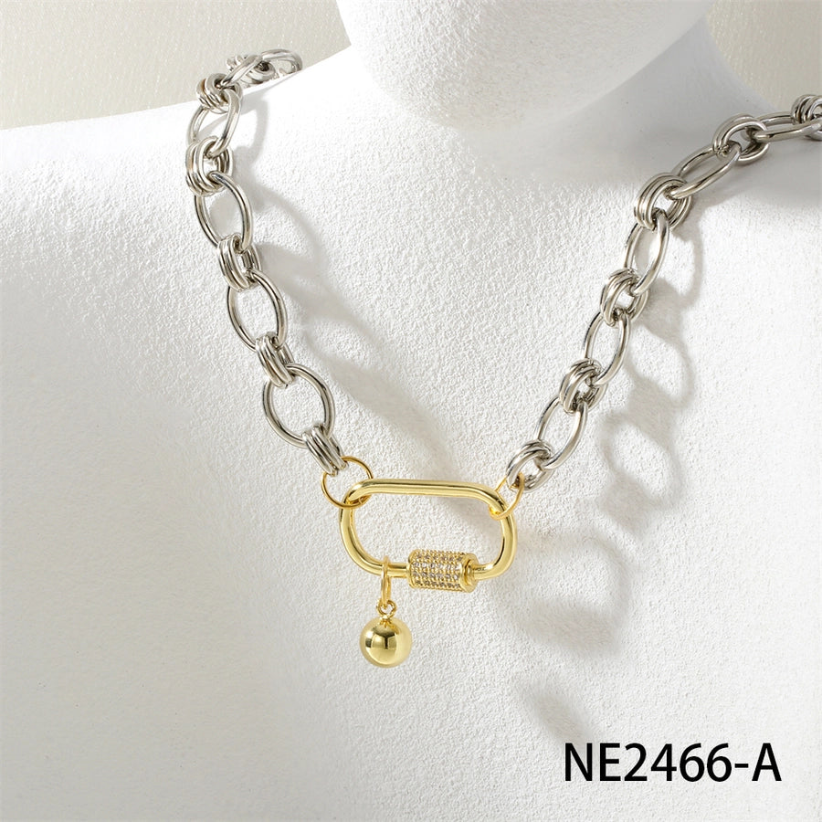 Jewelry IG Style Oval Copper Pendant Necklace