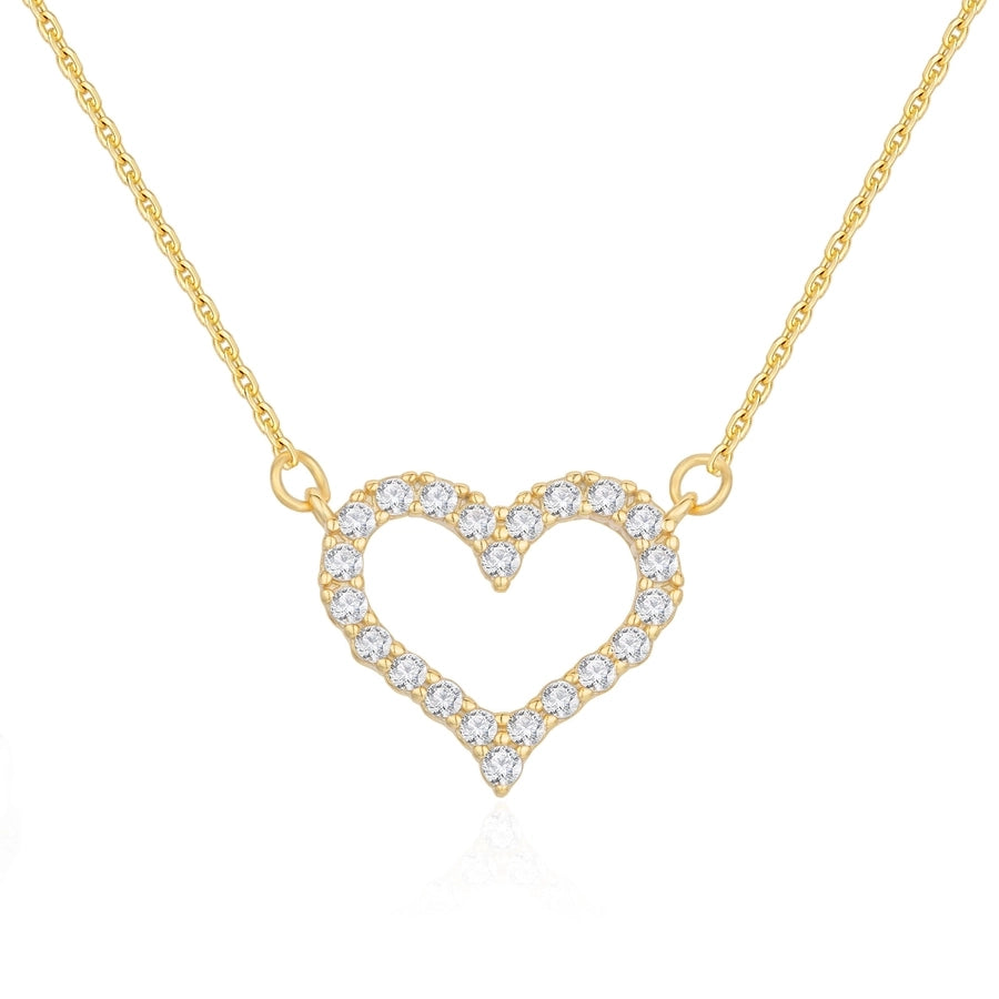 S925 sterling silver full diamond heart-shaped zircon pendant heart-shaped hollow clavicle chain Valentine's Day girlfriend Gift necklace jewelry