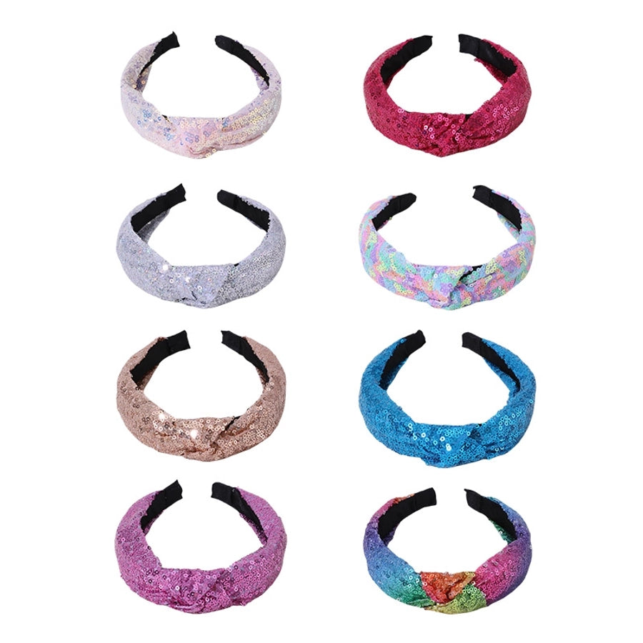 Women's Sweet Simple Style Colorful Solid Color Polyester Sequins Hair Band