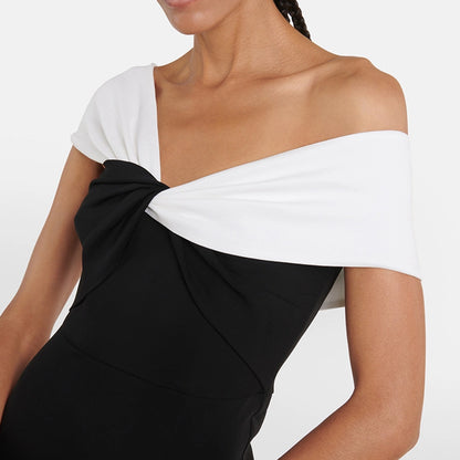 Women's Sheath Dress Vacation Simple Style Oblique collar Short Sleeve Solid Color Maxi Long Dress Holiday Daily