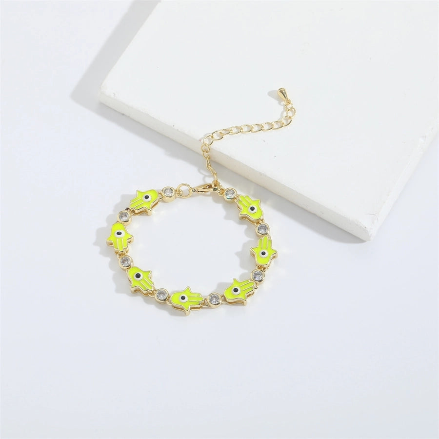 Jewelry Elegant Simple Style Commute Devil's Eye  Copper Zircon 14K Gold Plated Bracelets