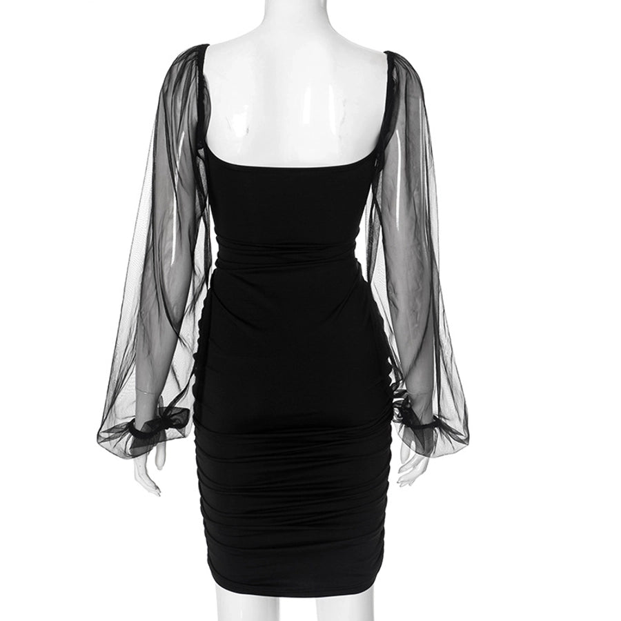 Women's Hip skirt Streetwear V Neck Long Sleeve Solid Color Knee-Length Daily