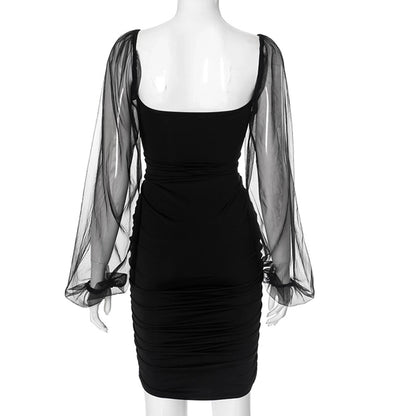 Women's Hip skirt Streetwear V Neck Long Sleeve Solid Color Knee-Length Daily