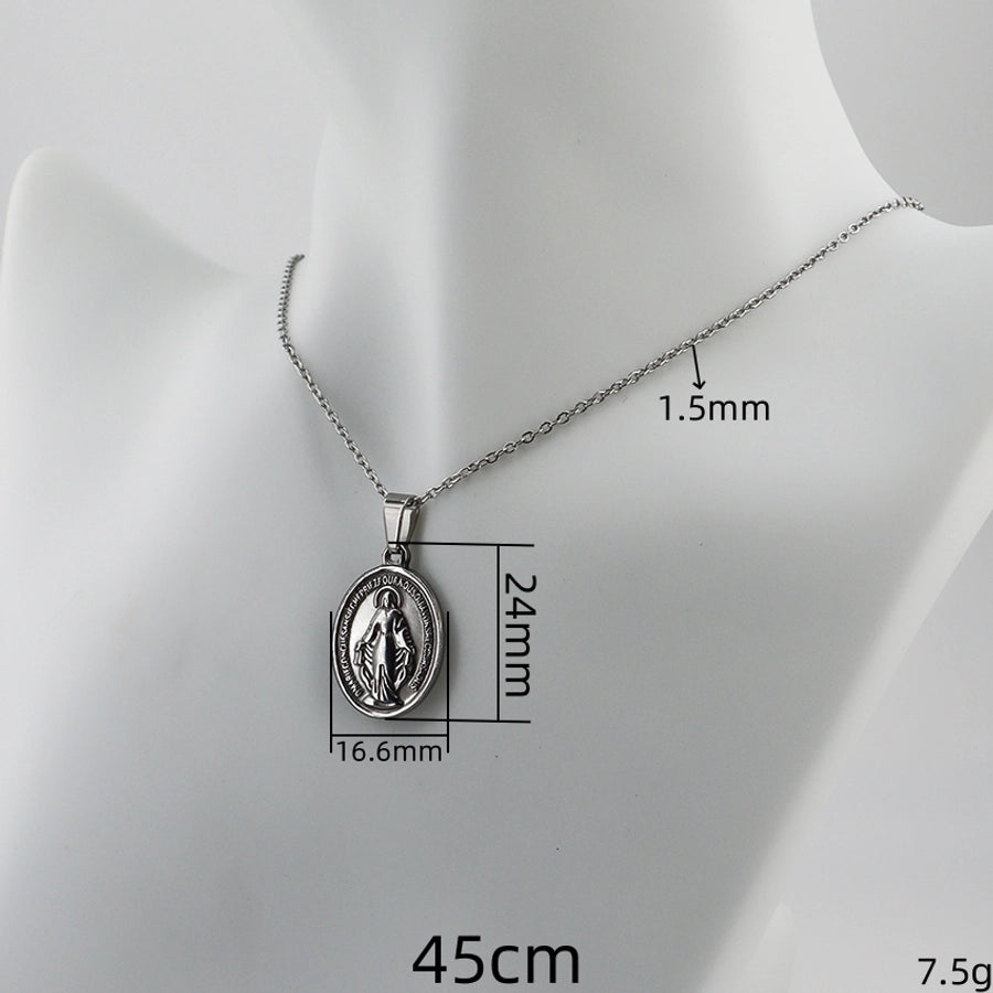 Jewelry Vintage Style Portrait Anchor Butterfly 304 Stainless Steel Indentation Handmade Pendant Necklace