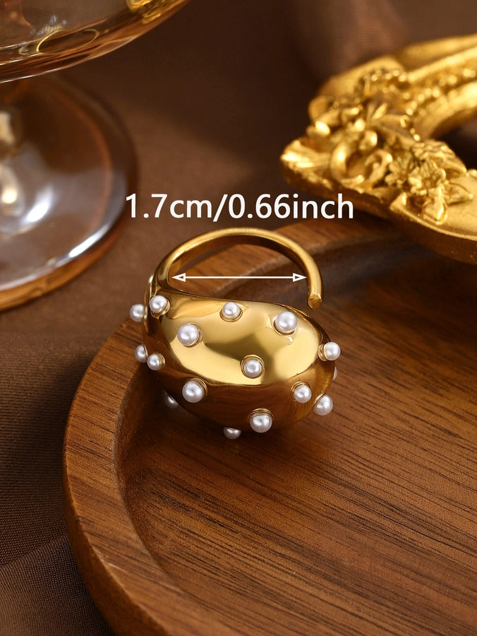 Jewelry Elegant Classical Vintage Style Geometric Water Droplets 316L Stainless Steel  Titanium Steel Wide Band Rings Open Rings