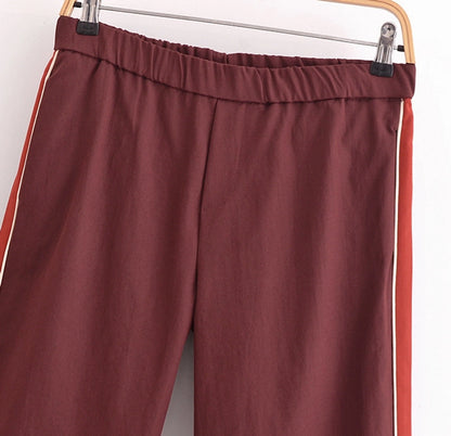 Daily Women's Casual Stripe Spandex Polyester Zipper Pants Sets Pants Sets
