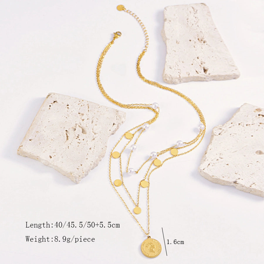 Jewelry Elegant Lady Streetwear Human Geometric 304 Stainless Steel Plating Layered Necklaces