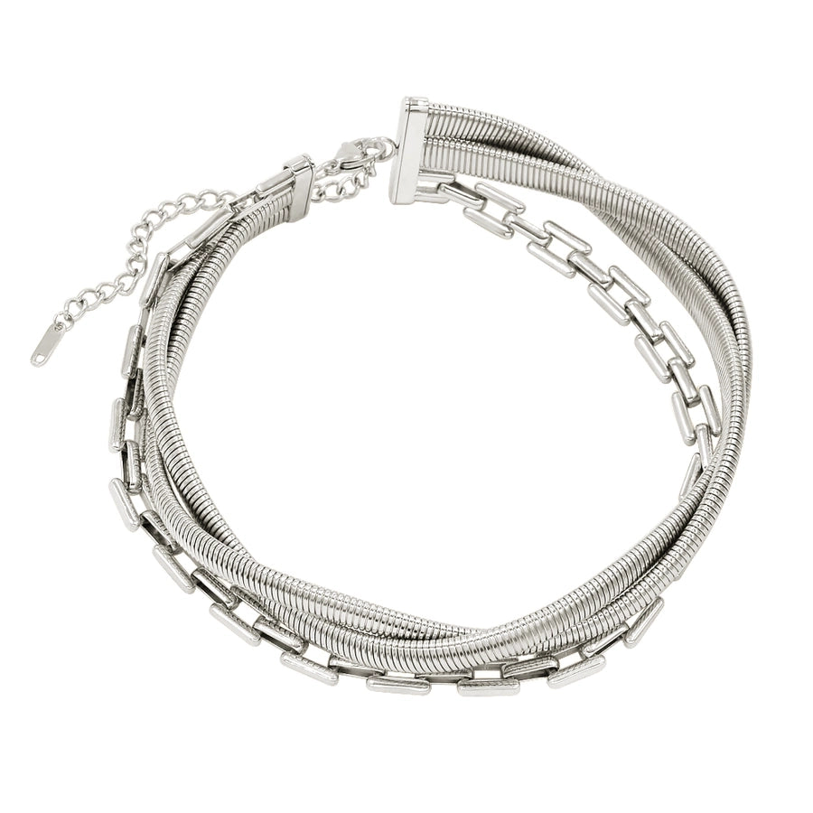 Jewelry Elegant Solid Color 304 Stainless Steel 18K Gold Plated Plating Layered Necklaces