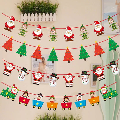 Christmas Paper Flag Christmas Window Hotel Scene Decoration Flag  Santa Claus Flag