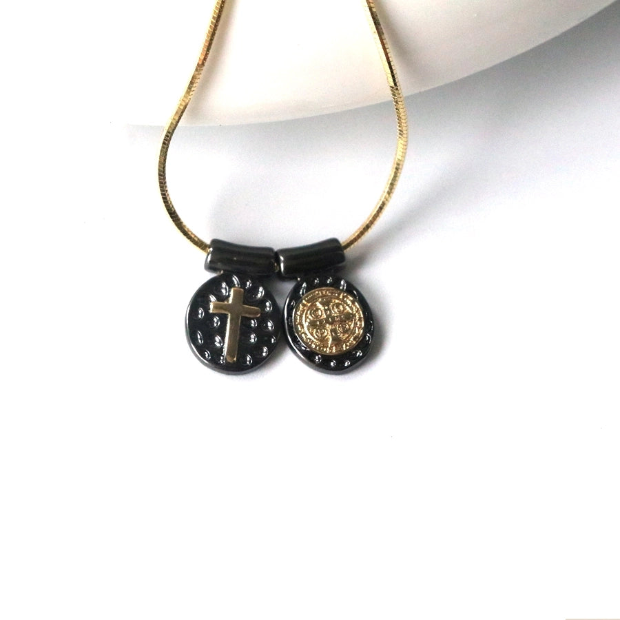 Jewelry Retro Oval Copper 18K Gold Plated Plating Pendant Necklace