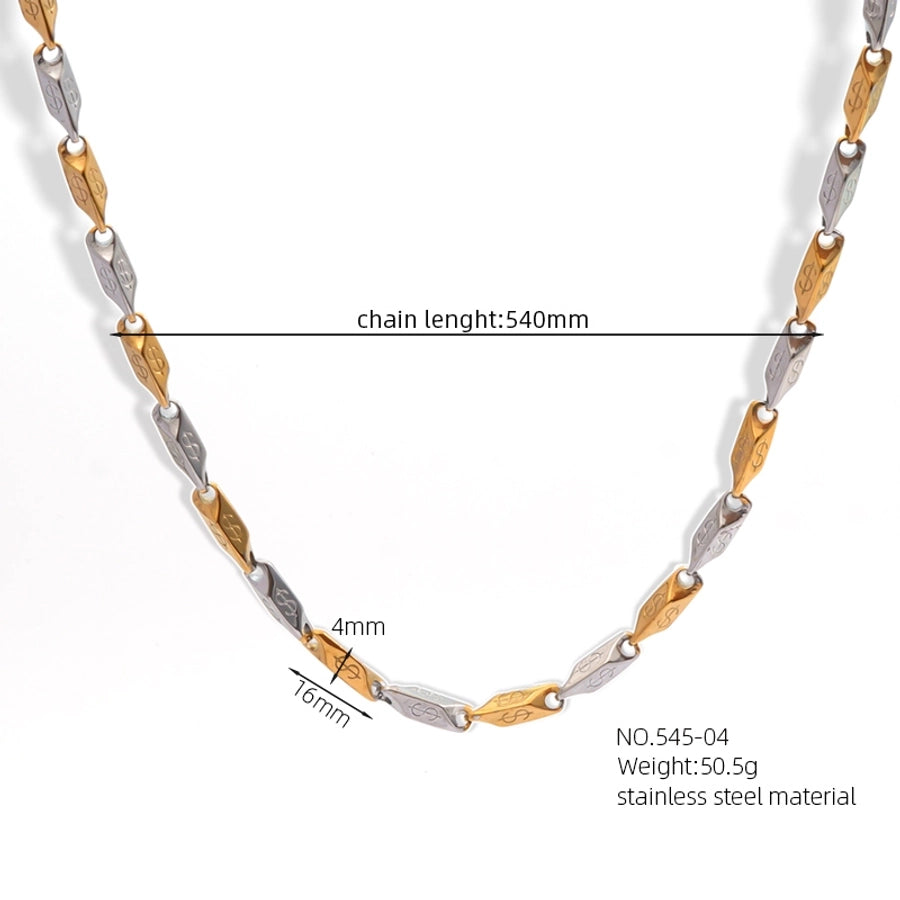 Jewelry Casual Classic Style Rhombus Argyle 304 Stainless Steel 18K Gold Plated Necklace