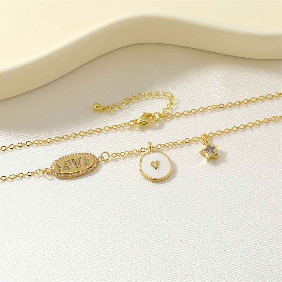 Jewelry IG Style Letter Star Copper Enamel Necklace