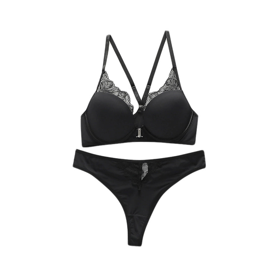 Solid Color Sexy Gather Comfort Bra&Panty Set