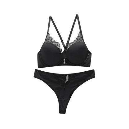 Solid Color Sexy Gather Comfort Bra&Panty Set