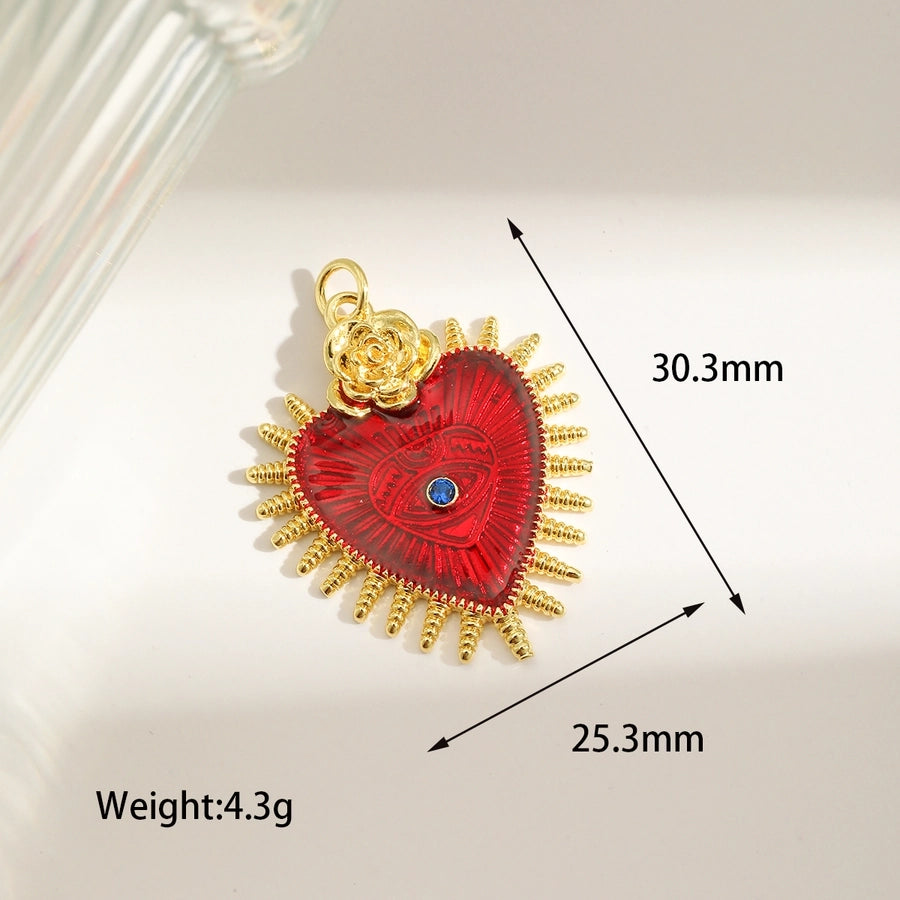 1 Piece 25.3*30.3MM Hole 3~3.9mm Copper 18K Gold Plated Heart Shape Pendant Jewelry Accessories
