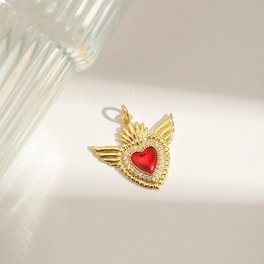 1 Piece 25.3*30.3MM Hole 3~3.9mm Copper 18K Gold Plated Heart Shape Pendant Jewelry Accessories