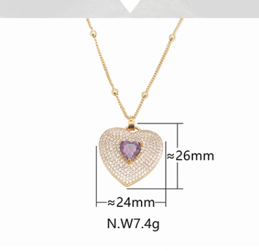 Jewelry Vintage Style Classic Style Heart Shape Copper Zircon Plating Pendant Necklace