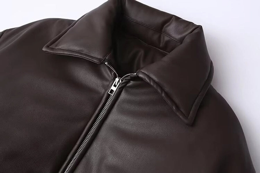 Women's Streetwear Solid Color Zipper Coat cotton clothes