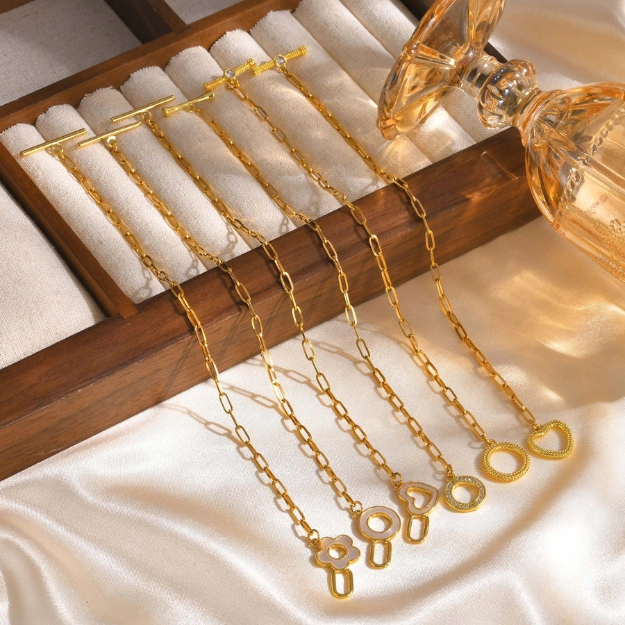 Jewelry IG Style Flower 201 Stainless Steel Copper Zircon 18K Gold Plated Bracelets