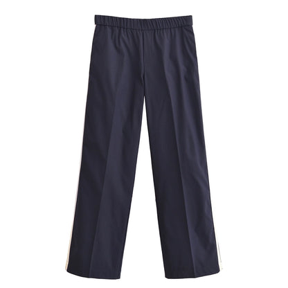 Daily Women's Casual Stripe Spandex Polyester Zipper Pants Sets Pants Sets
