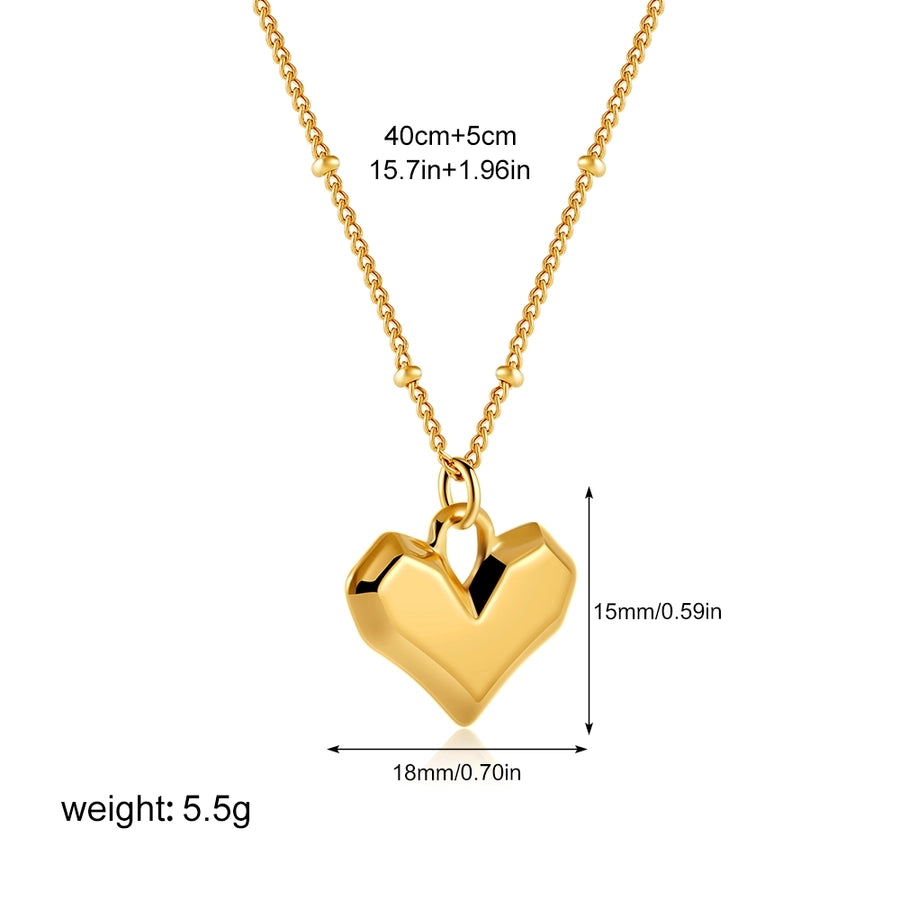 Jewelry Romantic Solid Color Heart Shape 304 Stainless Steel Pendant Necklace