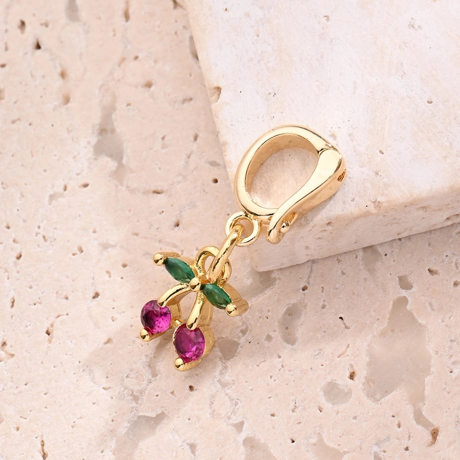 1 Pc/Package 10x6mm 11.5x12mm 14x7mm 5.5x4mm Copper Zircon 18K Gold Plated Cherry Strawberry Mushroom Polished Pendant Jewelry Accessories