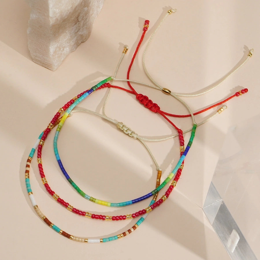 Bohemian Round Seed Bead Wax line Copper  Beaded Bracelets