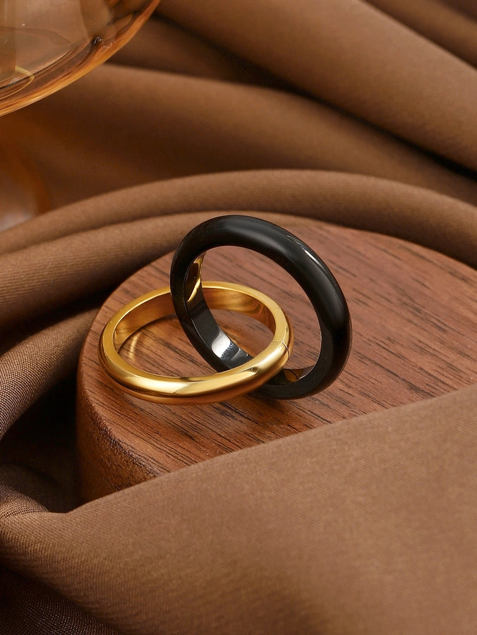 Jewelry Classical Exaggerated Simple Style Devil's Eye Oval Watermelon 316L Stainless Steel  Resin Adjustable Ring