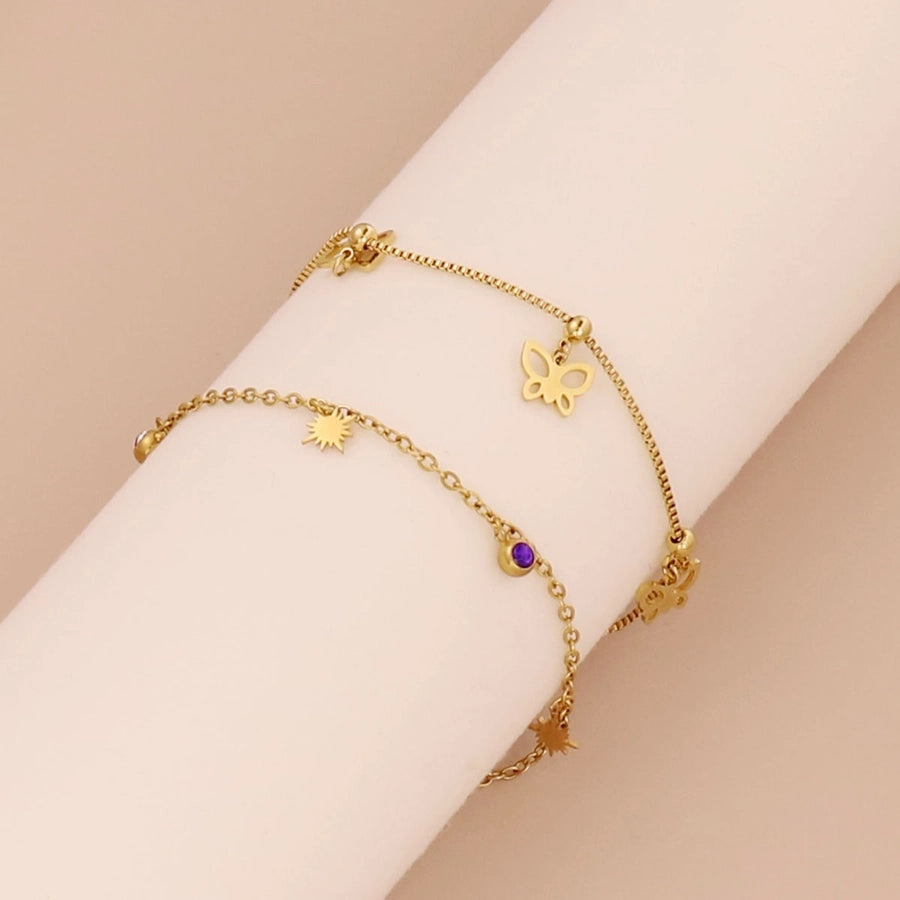 Simple Style Square Heart Shape Butterfly 304 Stainless Steel 316 Stainless Steel  cable chain box chain snake chain Bracelets In Bulk Stainless Steel Bracelets