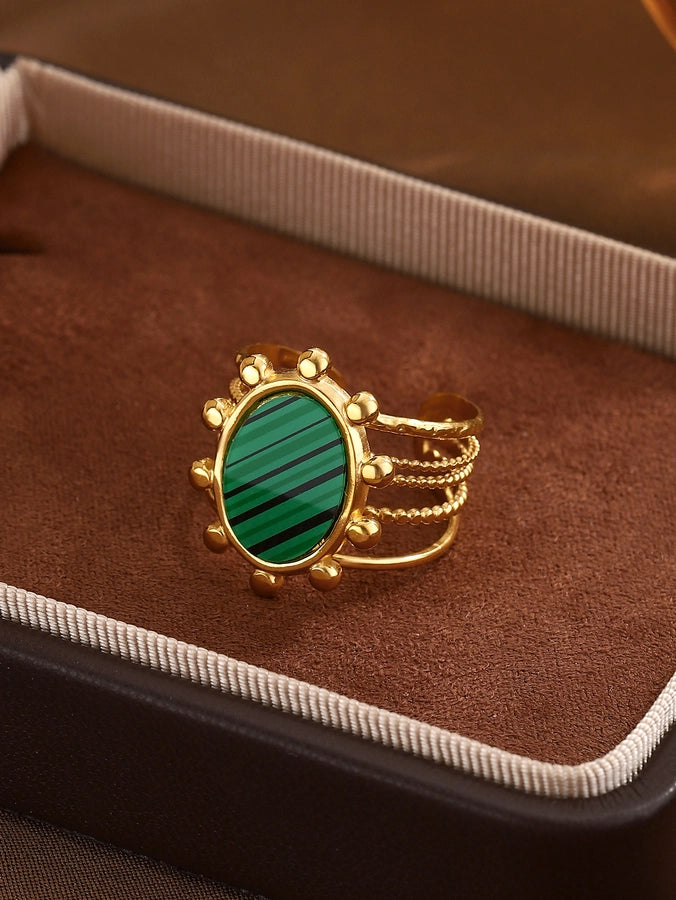 Jewelry Classical Exaggerated Simple Style Devil's Eye Oval Watermelon 316L Stainless Steel  Resin Adjustable Ring