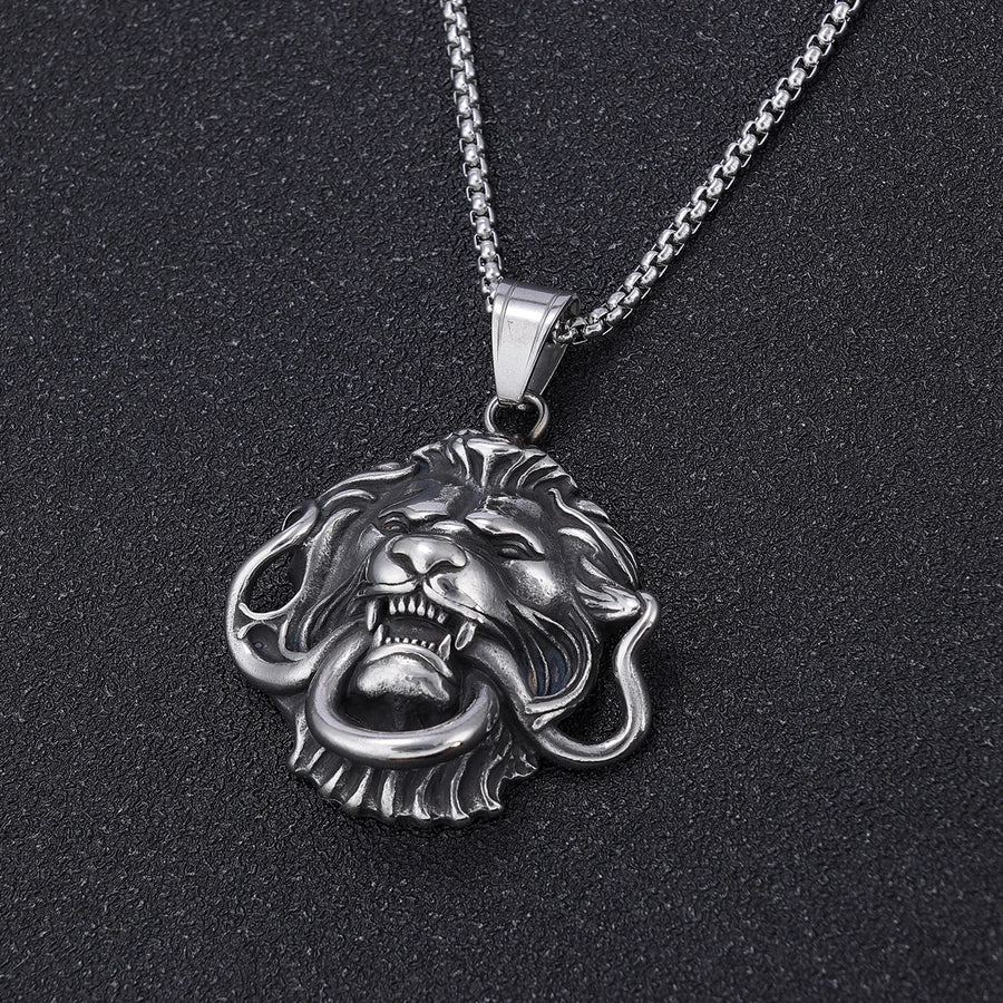 Jewelry Retro Lion 304 Stainless Steel Pendant Necklace