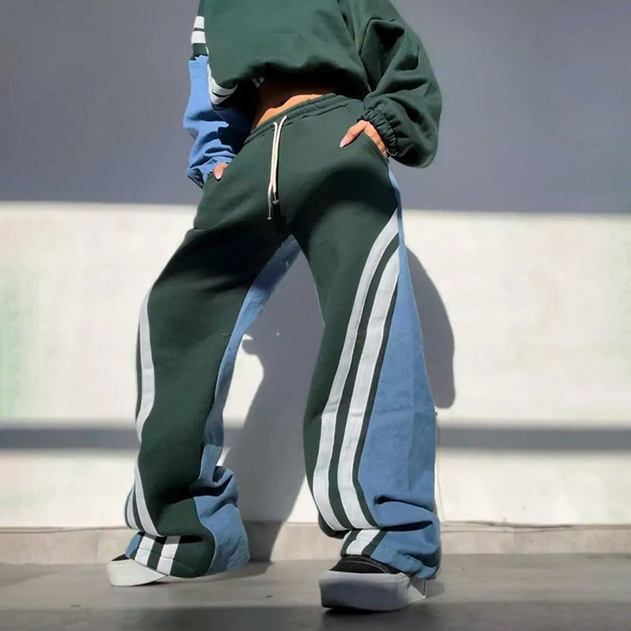 Women's Holiday Streetwear Color Block Full Length Casual Pants