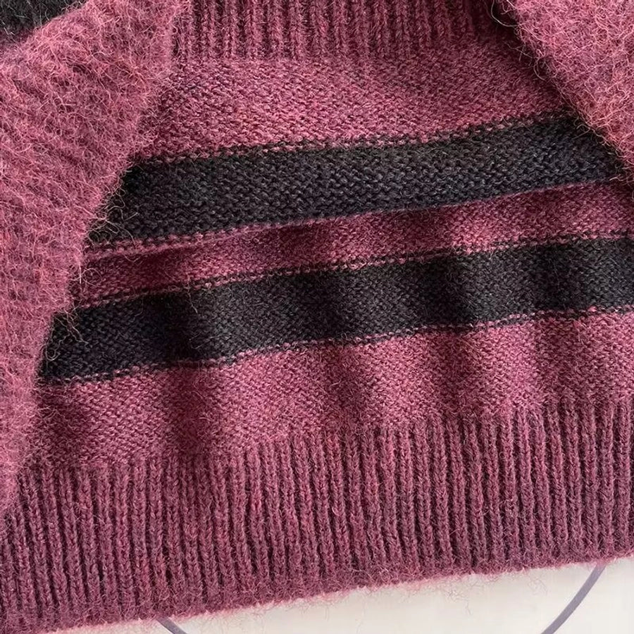 Women's Sweater Long Sleeve Sweaters & Cardigans Casual Stripe