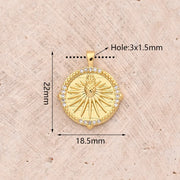 Round Zircon Pineapple Pendant (Gold) [22x18.5mm (Aperture: 3x1.5mm)]