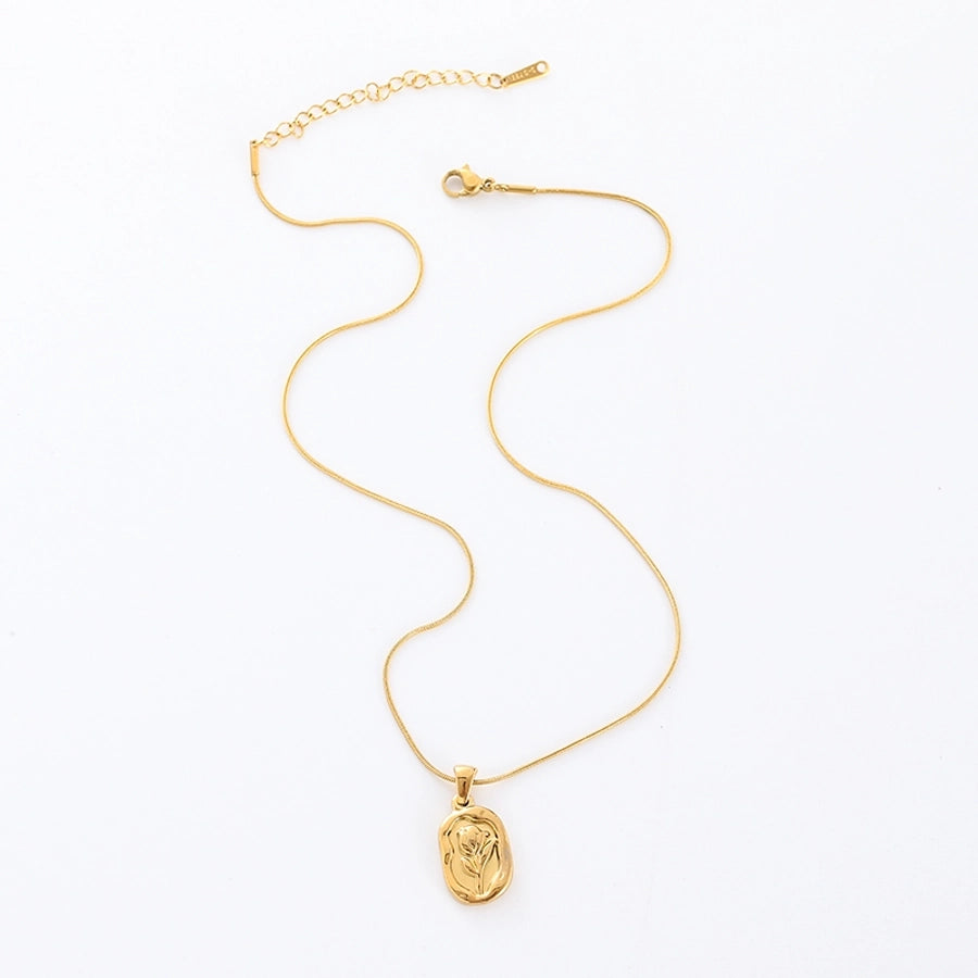 Jewelry Casual Elegant Classic Style Square Tulip 304 Stainless Steel Pendant Necklace