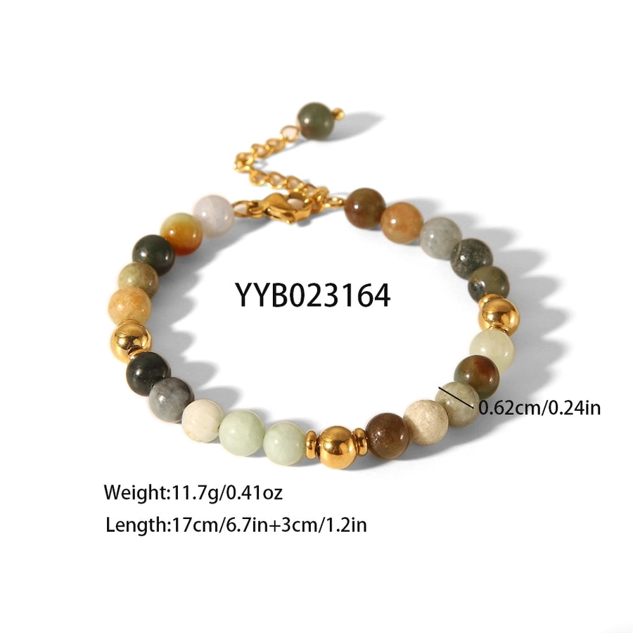 Chinoiserie Modern Style Korean Style Geometric 201 Stainless Steel natural stone Bracelets In Bulk Natural Stone Bracelet