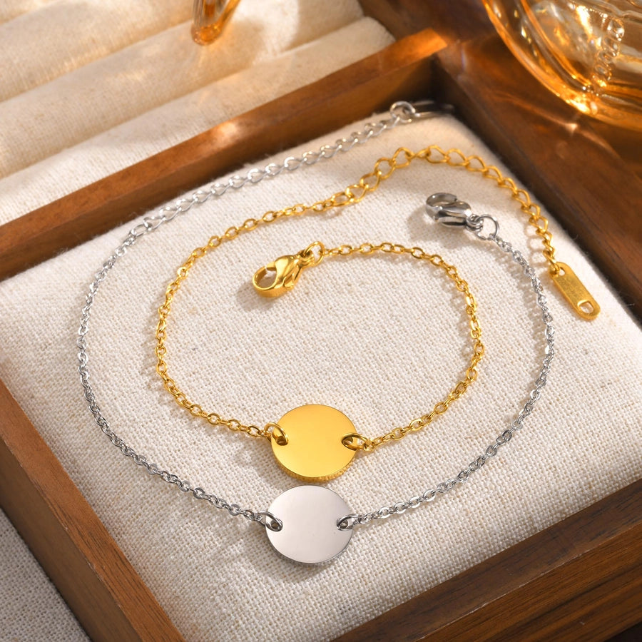 Vacation Classic Style Round 304 Stainless Steel 18K Gold Plated cable chain Bracelets In Bulk Stainless Steel Bracelets