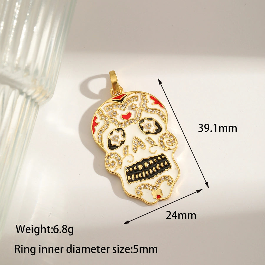 1 Piece Hole 1~1.9mm Copper 18K Gold Plated Cross Skull Polished Pendant Chain Jump Ring Jewelry Accessories