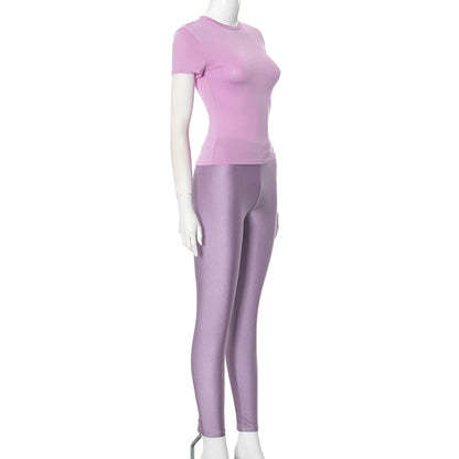 Daily Women's Streetwear Solid Color Spandex Polyester Pants Sets Pants Sets