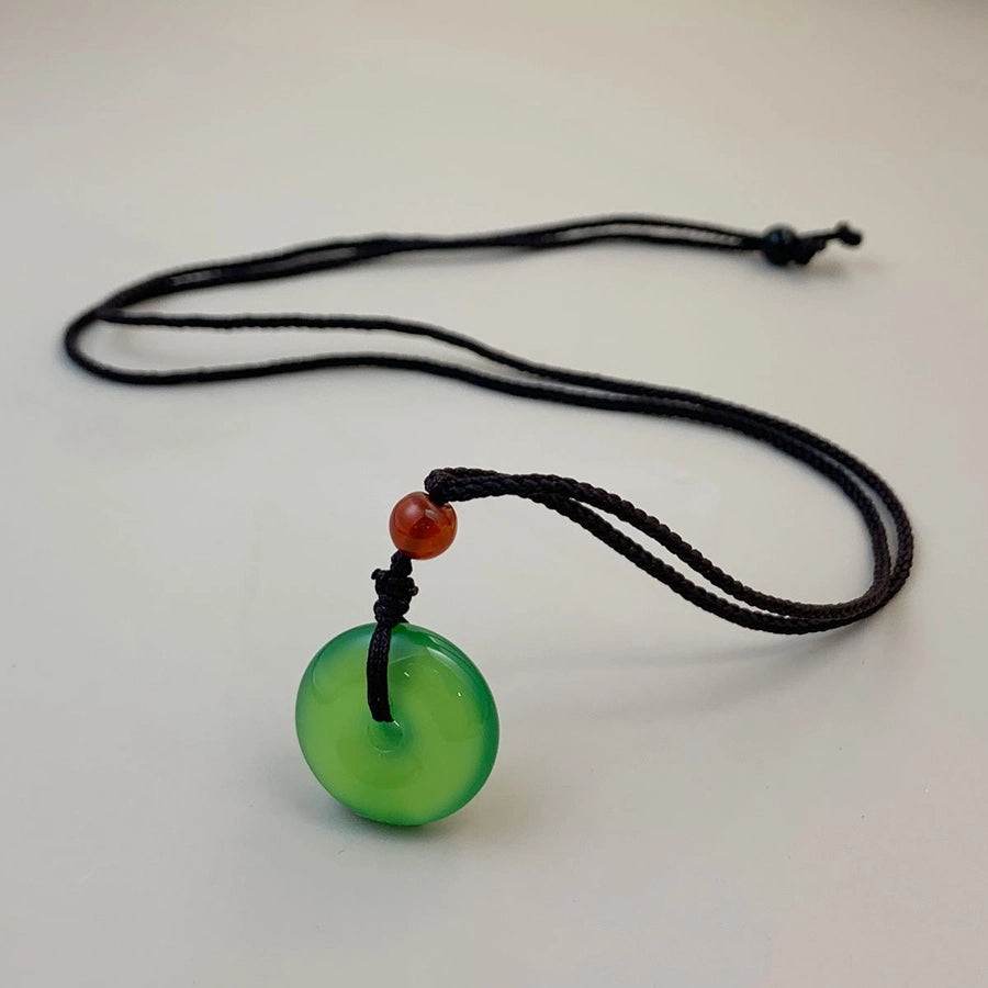 Simple Style Round Jade rope Woven Chain Pendant Necklaces