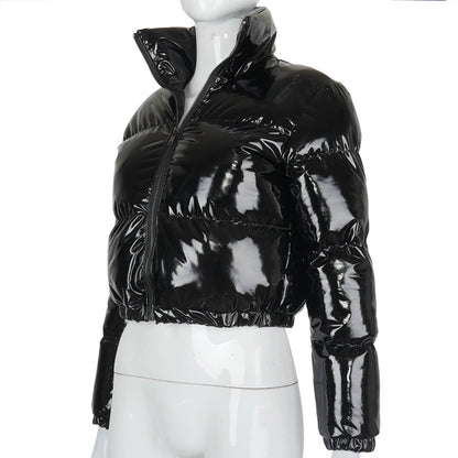 Women's Streetwear Solid Color Zipper Coat cotton clothes