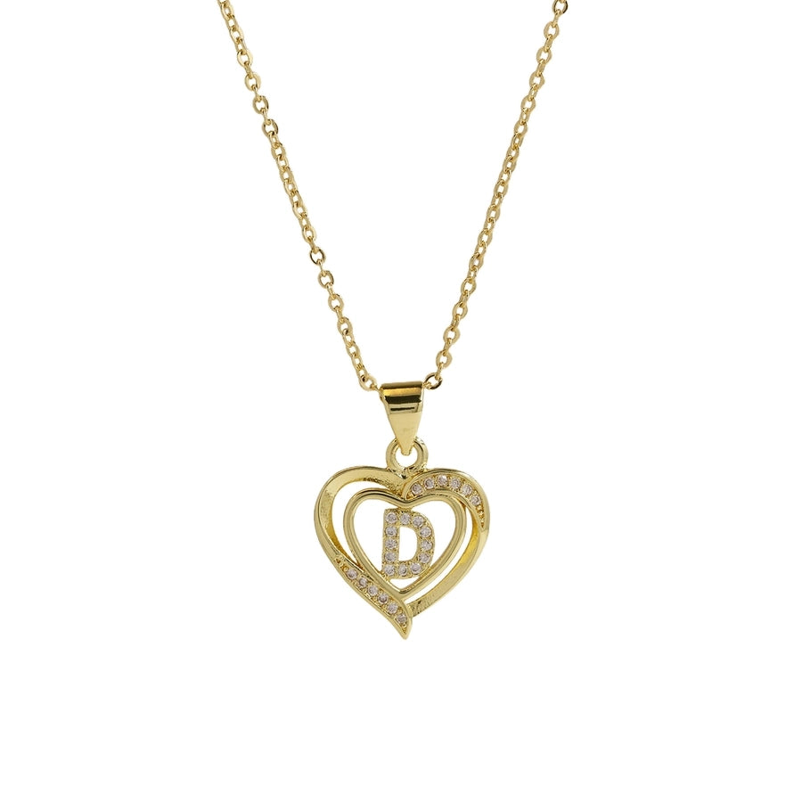 Brass cable chain Plating Letter Heart Shape Pendant Necklace