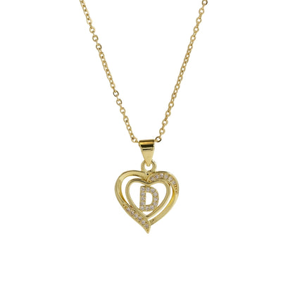 Brass cable chain Plating Letter Heart Shape Pendant Necklace