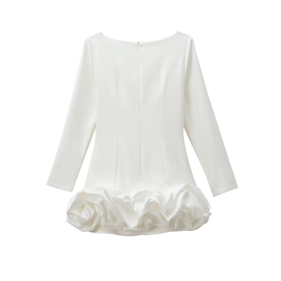 Women's Sheath Dress Elegant Sexy Round Neck Long Sleeve Solid Color Short Mini Dress Holiday Daily