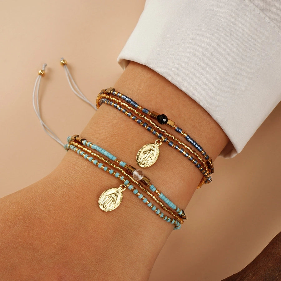 Casual Human Seed Bead rope Woven Chain Beaded Bracelets