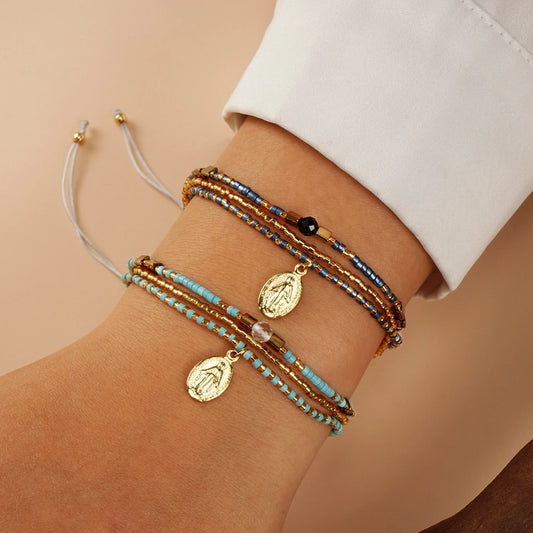 Casual Human Seed Bead rope Woven Chain Beaded Bracelets