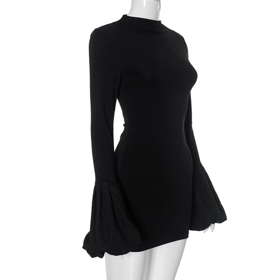 Women's Hip skirt Streetwear Round Neck Popover Long Sleeve Solid Color Above Knee Holiday Travel