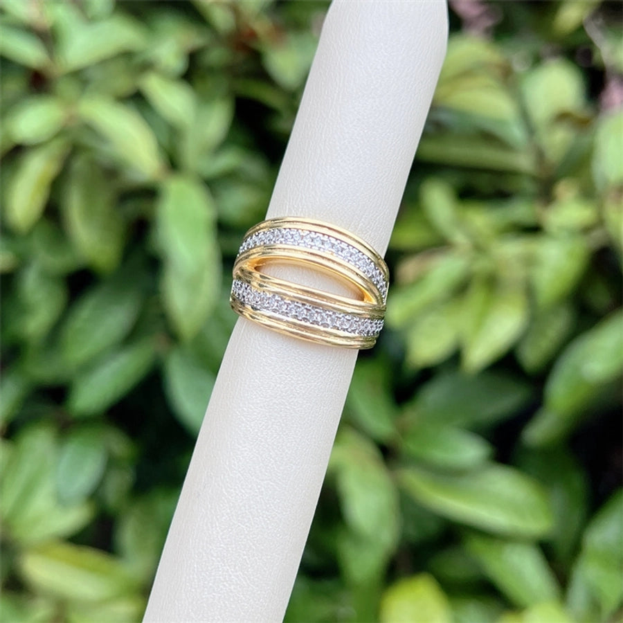Copper 18K Gold Plated Geometric Zircon Open Rings