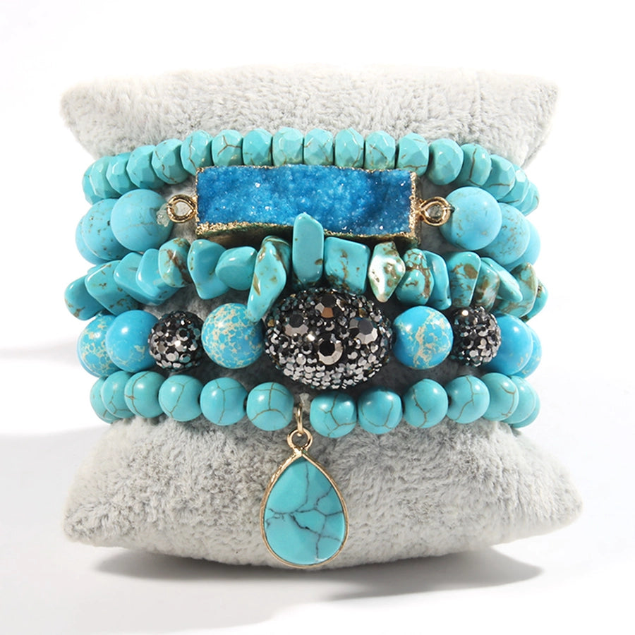 Vintage Style Bohemian Geometric natural stone Glass Beaded Chain Bracelets In Bulk Natural Stone Bracelet